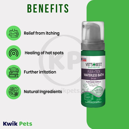 Vet's Best Flea & Tick Cat Waterless Bath Foam 5-oz, Vet's Best