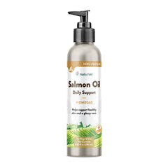 NaturVet Salmon Oil Skin Coat Care Plus Omegas Food Supplement for Dogs & Cats 8.75-oz