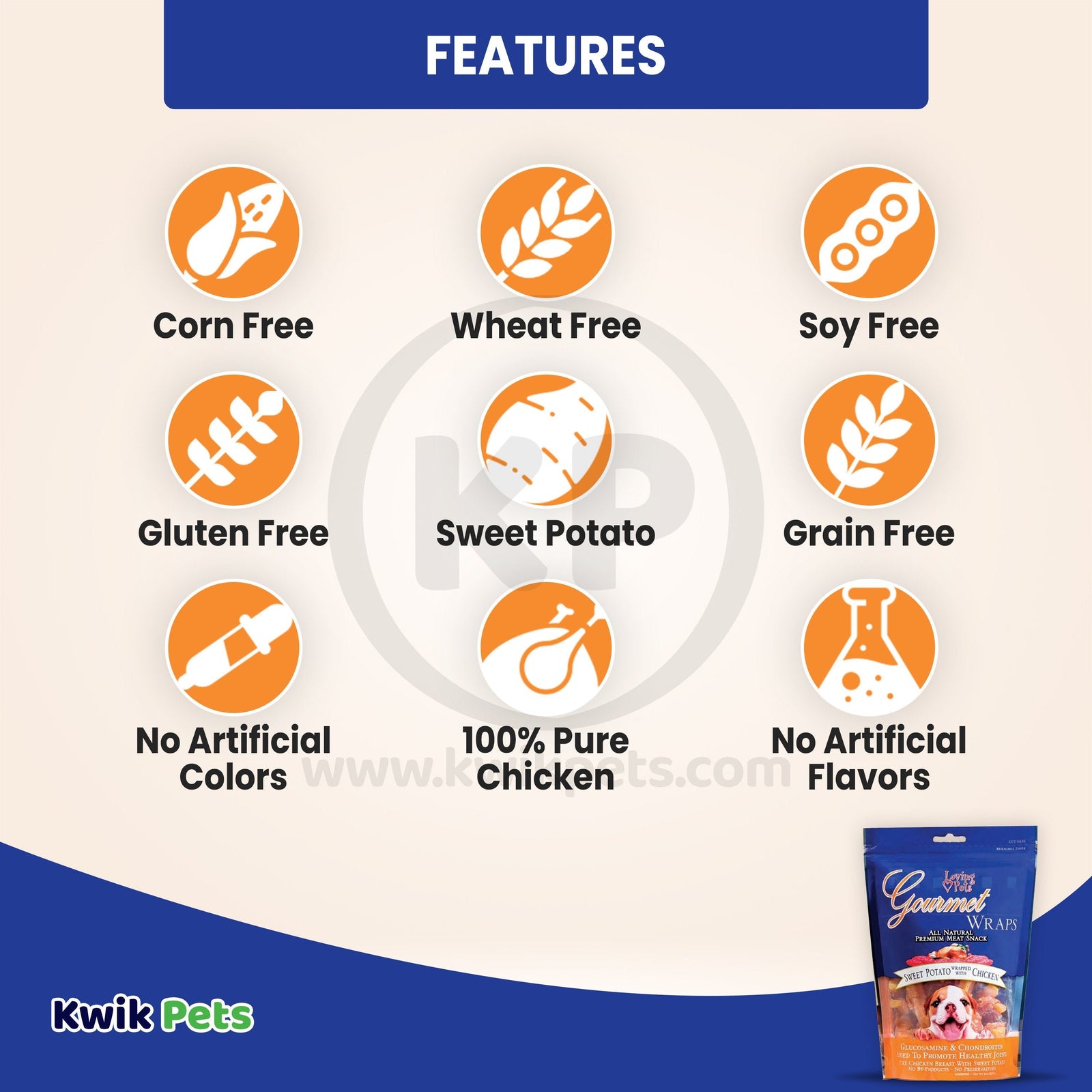 Features of Loving Pets Gourmet Wraps Dog Treat Sweet Potato & Chicken 8-oz