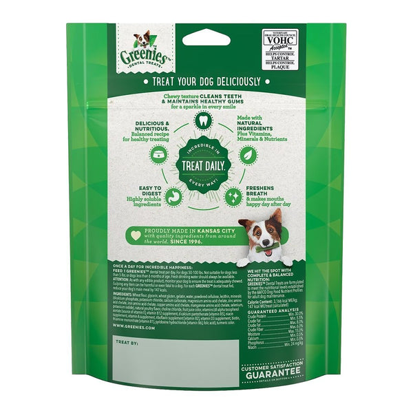 Back of Greenies Original Dog Dental Treats Large 6-oz 4 Count