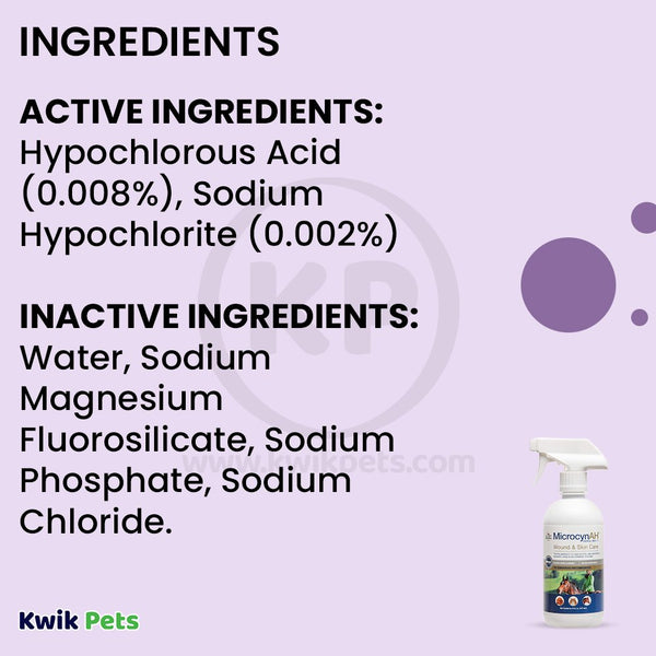 Ingredients/Nutritional info of MicrocynAH Wound & Skin Care 16-oz