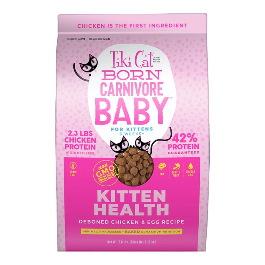 Tiki Pets Cat Born Carnivore Baby Kitten Health Dry Cat Food Deboned Chicken & Egg 2.8-lbs