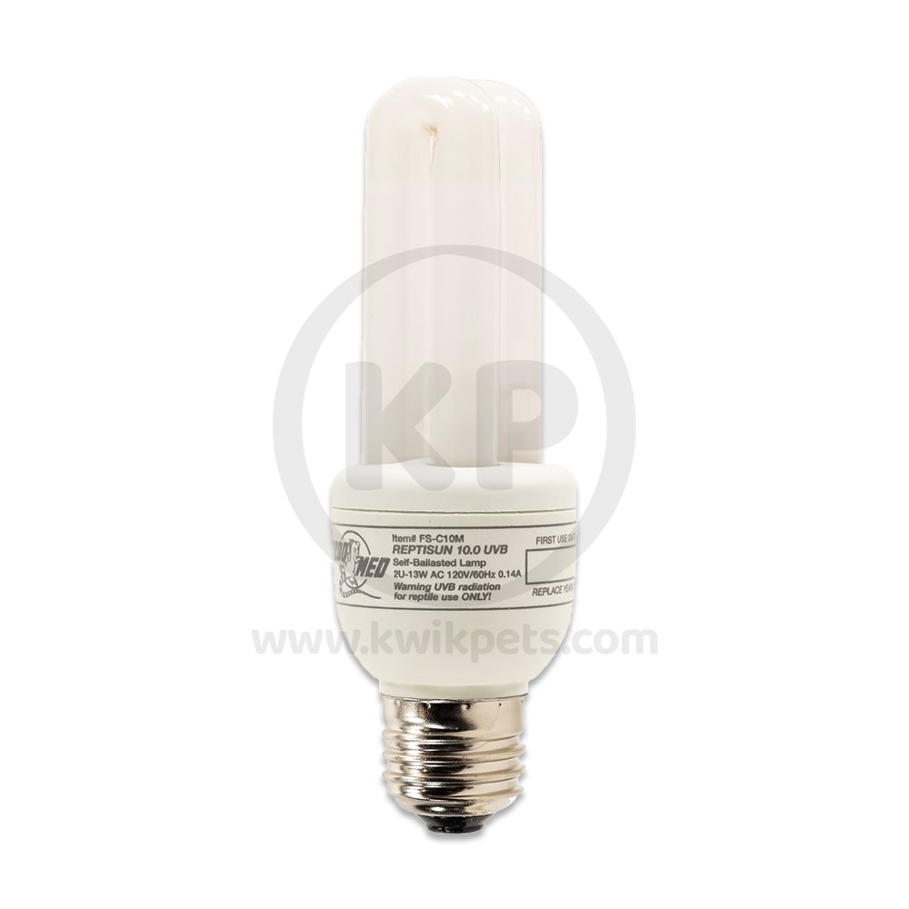 Zoo Med ReptiSun 10.0 UVB Desert Compact Fluorescent Lamp Mini White 13W, Kwik Pets