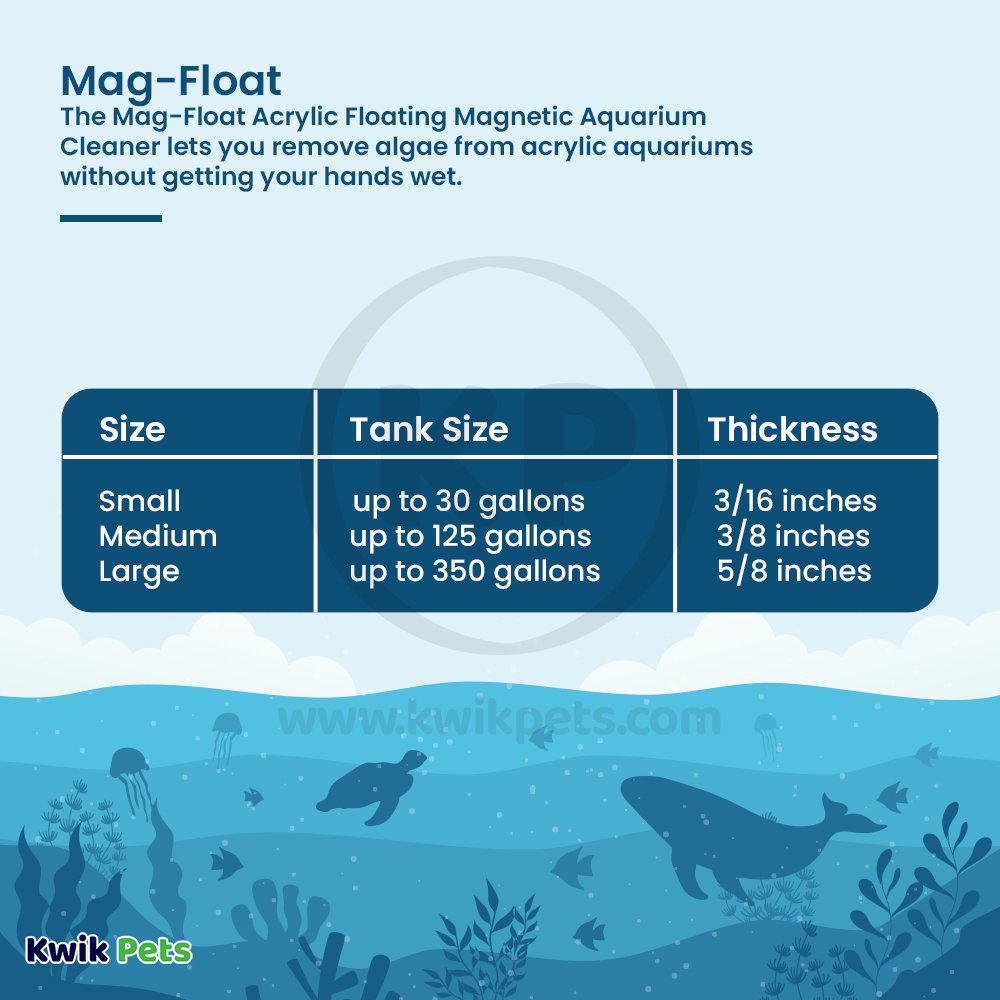 Mag-Float Floating Aquarium Acrylic Cleaner Large, Kwik Pets