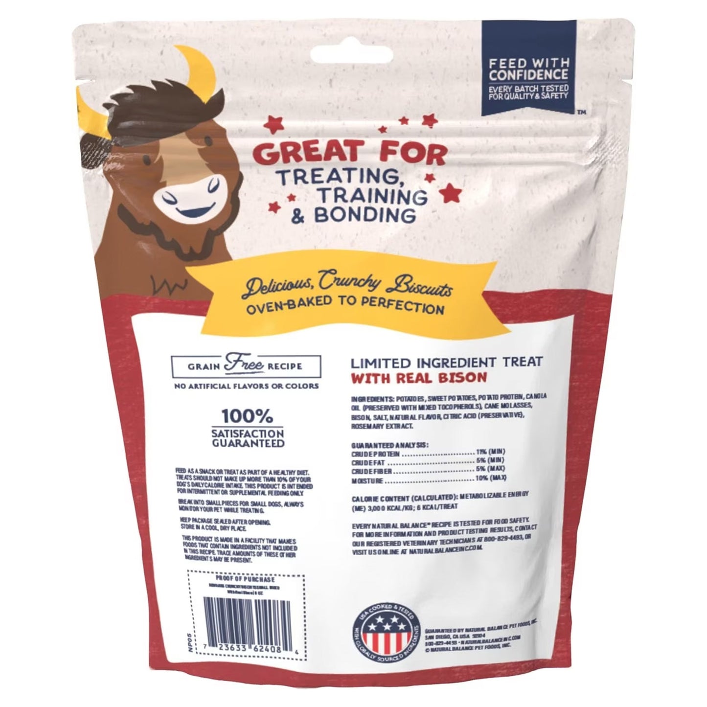 Natural Balance Pet Foods L.I.T. Original Biscuits Small Breed Dog Treats Bison & Sweet Potato, 8 oz, Natural Balance
