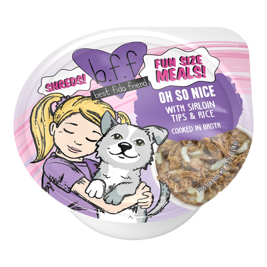Weruva B.F.F. Dog Fun Size Oh So Nice Sirloin Tips & Rice Wet Dog Food Cups 2.75-oz, Kwik Pets