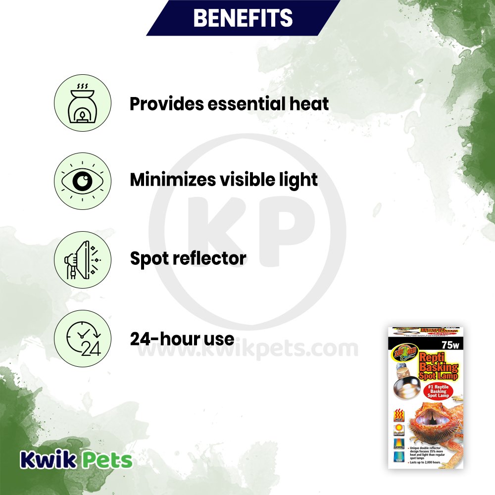 Zoo Med Repti Basking Spot Lamp 75W, Kwik Pets
