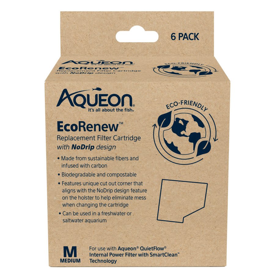 Aqueon EcoRenew Replacement Aquarium Filter Cartridges Medium 6 Count, Kwik Pets