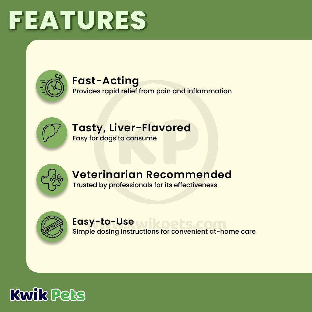 Features of Vetality Canine Aspirin Chewable Tablets 300mg for Large to XL Dogs 120 Count