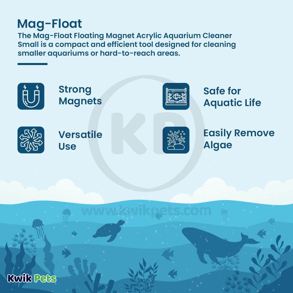 Mag-Float Floating Magnet Acrylic Aquarium Cleaner Small, Kwik Pets
