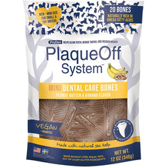 NaturVet Proden PlaqueOff System Dental Care Mini Dog Bones Peanut Butter Banana 20 Count 12-oz