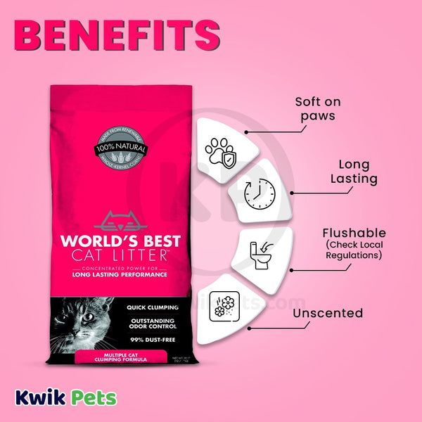 Benefits - World's Best Cat Litter Multiple Cat Clumping Formula 28-lb