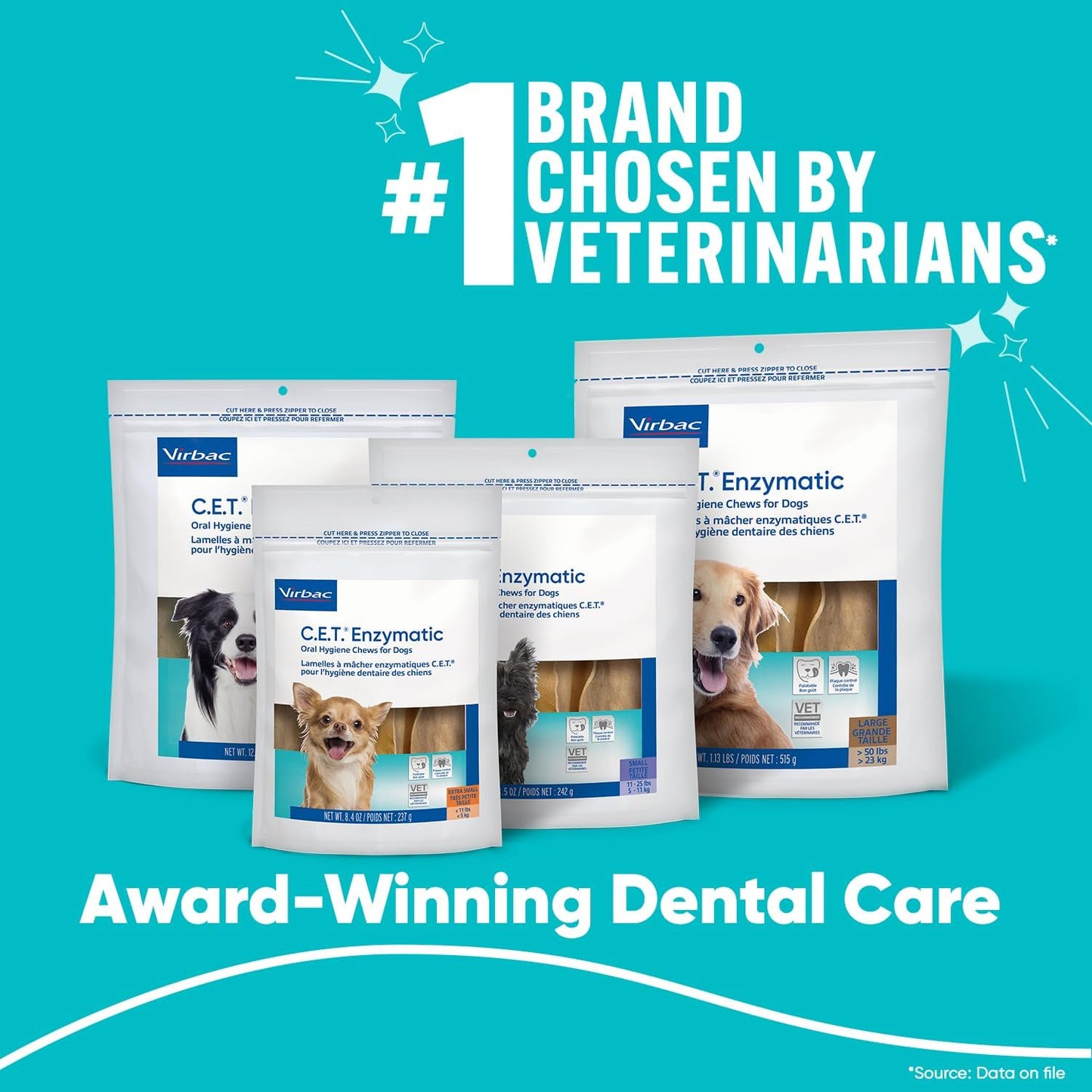 Virbac C.E.T. Enzymatic Dental Chews for Dogs Small 8.5-oz