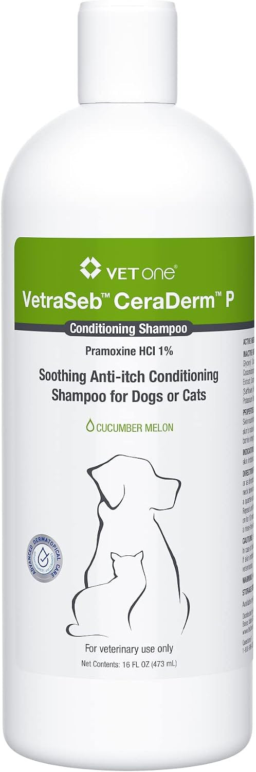 VetOne VetraSeb CeraDerm P Anti-Itch Conditioning Shampoo for Dogs & Cats 16-oz