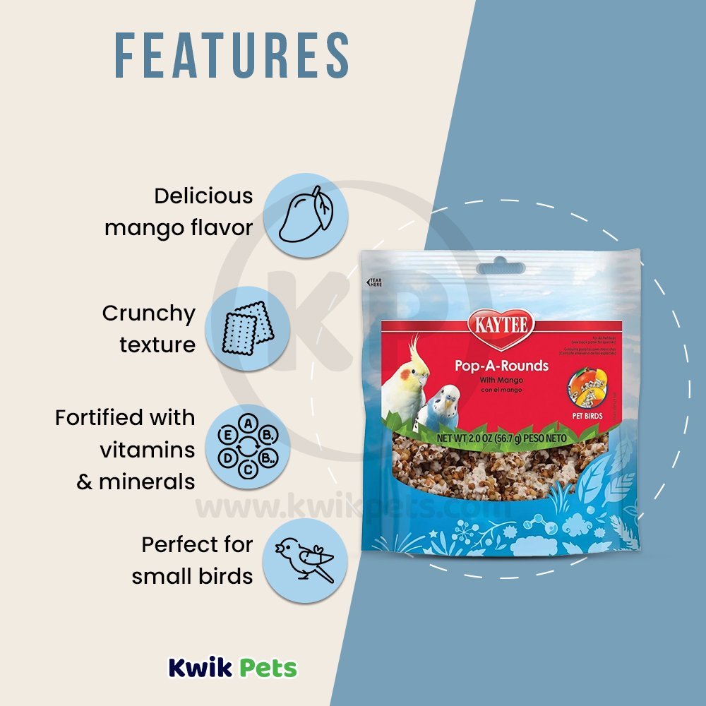 Kaytee Fiesta Pop-A-Rounds Mango Bird 2oz, Kaytee