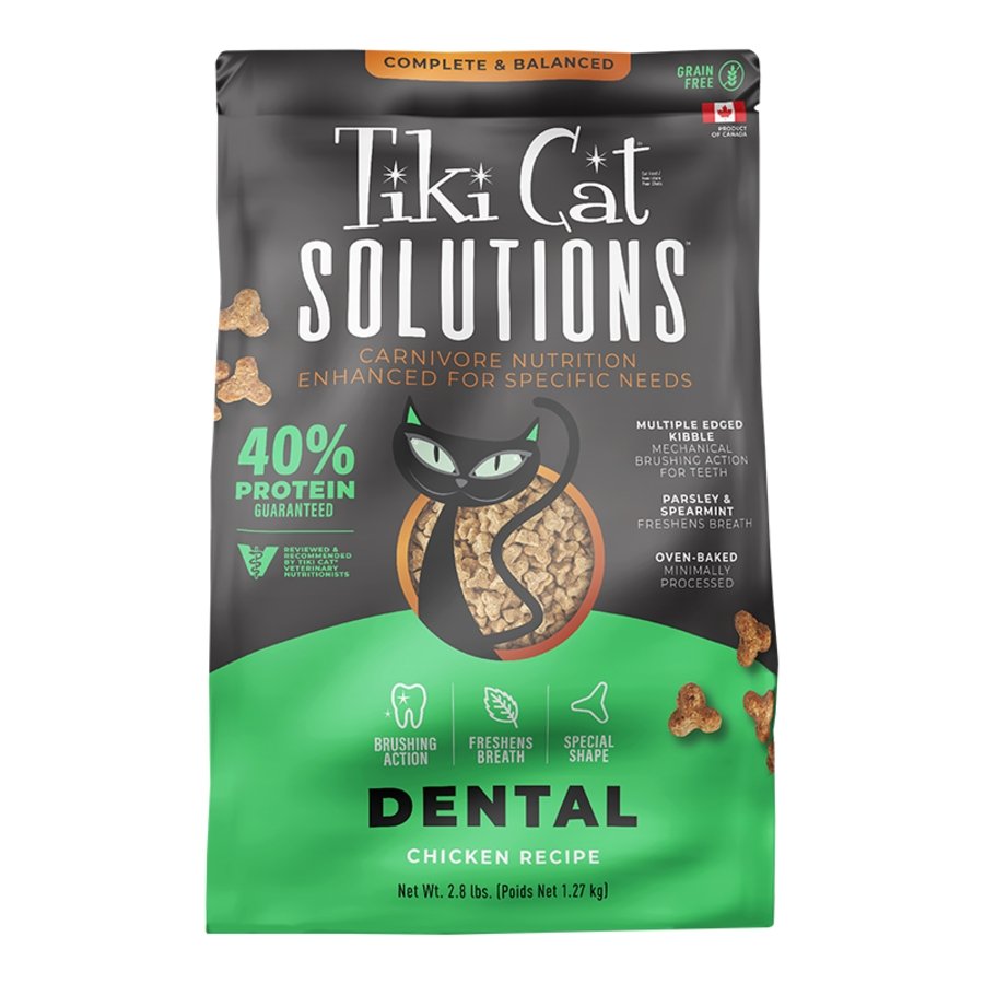 Tiki Pets Cat Solutions Dental Grain-Free Dry Cat Food Chicken 2.8-lb, Kwik Pets