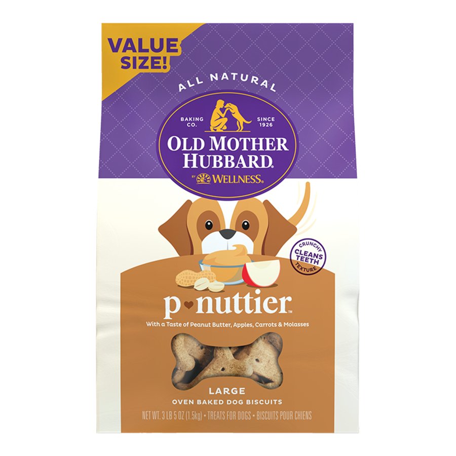 Old Mother Hubbard by Wellness Classic P-Nuttier Natural Large Oven-Baked Biscuits Dog Treats 3.3-lb, Kwik Pets