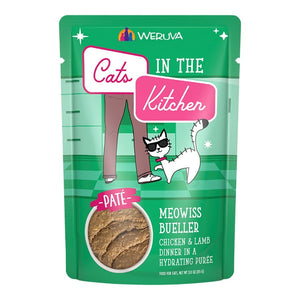 Weruva Cats in the Kitchen Meowiss Bueller Paté Wet Cat Food Chicken & Lamb Dinner in a Hydrating Purée 3-oz, Kwik Pets