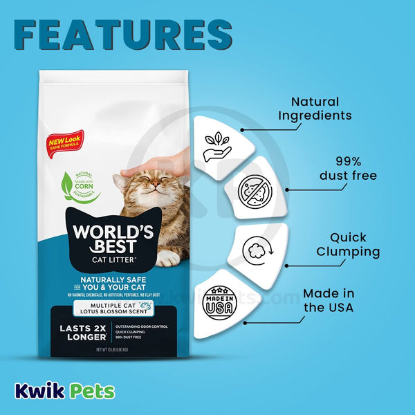 Features of World's Best Cat Litter Multiple Cat Lotus Blossom Scented Formula 15-lb