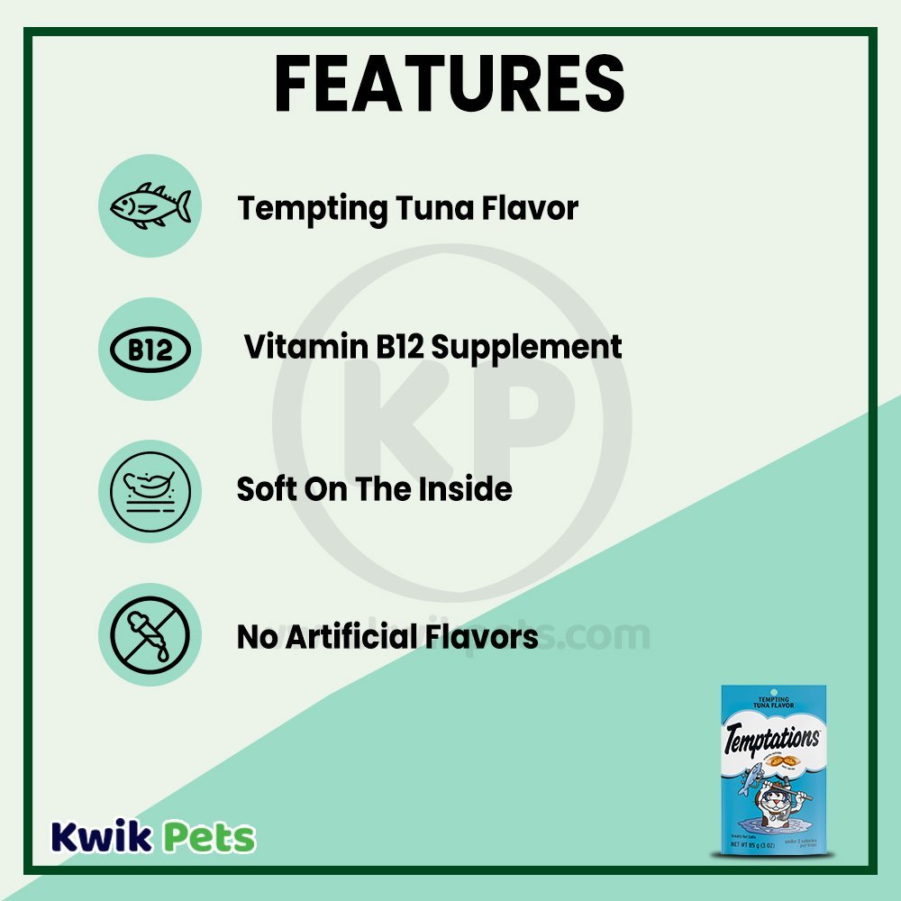 Features - Temptations Classics Crunchy & Soft Adult Cat Treats Tempting Tuna 3-oz