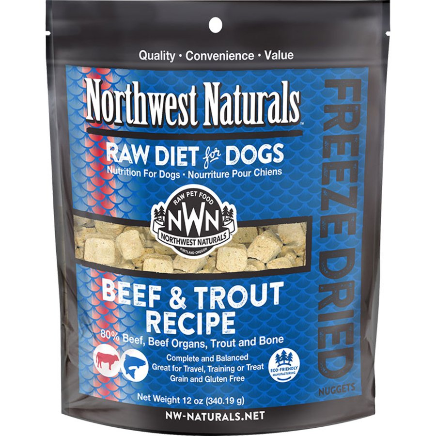 Northwest Naturals Freeze Dried Raw Diet Dog Food Beef & Trout Recipe 12-oz