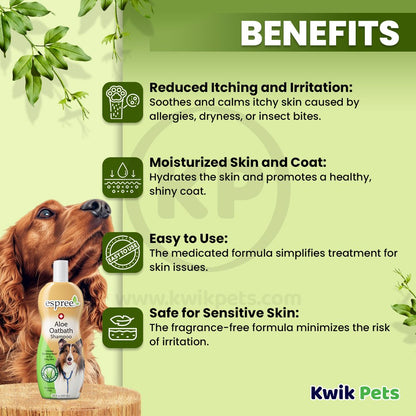Espree Aloe Oatbath Medicated Shampoo Fragrance Free for Dogs & Cats 20-oz, Kwik Pets