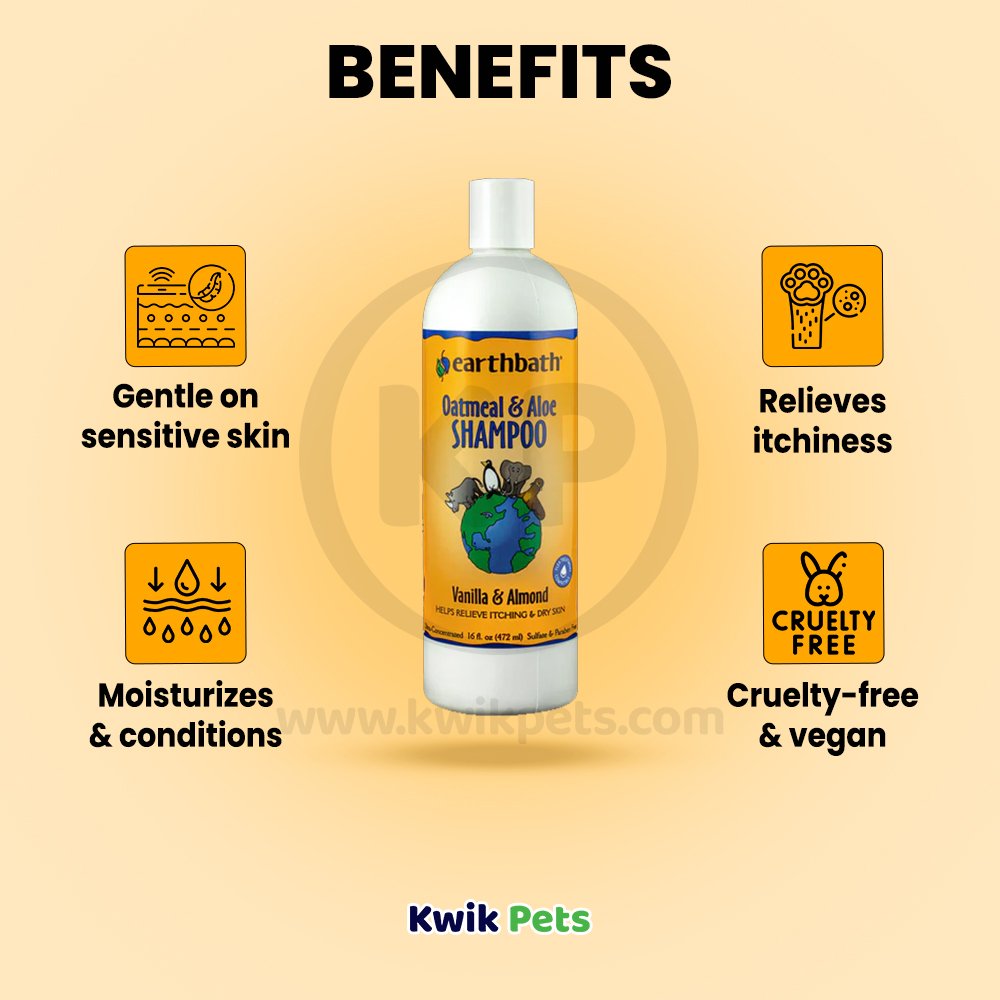 Benefits of Earthbath Oatmeal & Aloe Pet Shampoo Vanilla & Almond 16-oz