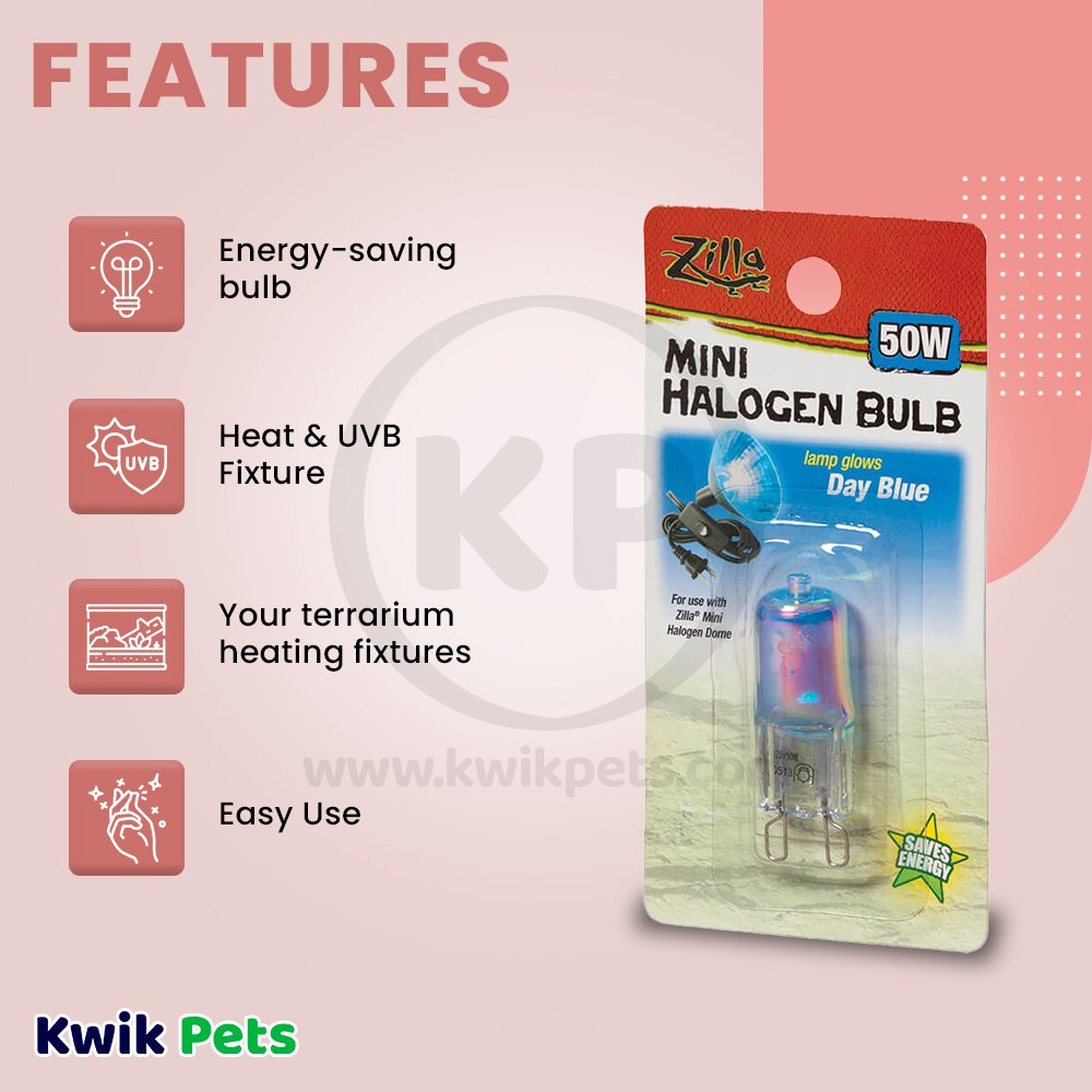 Zilla Mini Halogen Bulbs Day Blue 50 W, Zilla