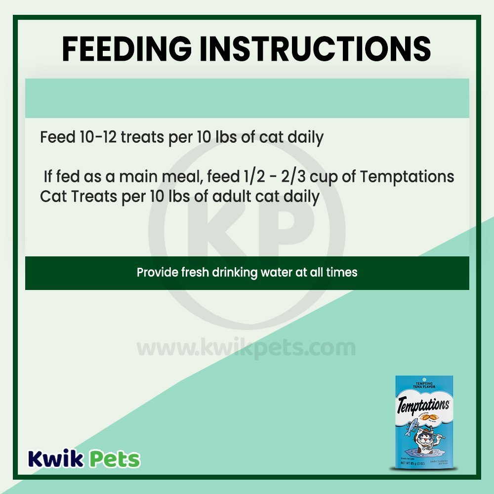 Feeding Instruction - Temptations Classics Crunchy & Soft Adult Cat Treats Tempting Tuna 3-oz