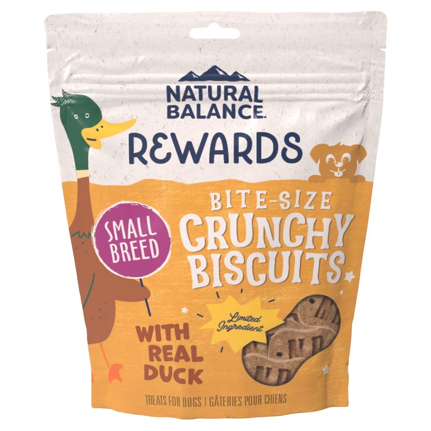 Natural Balance Pet Foods L.I.T. Original Biscuits Small Breed Dog Treats Duck & Potato, 8-oz, Natural Balance