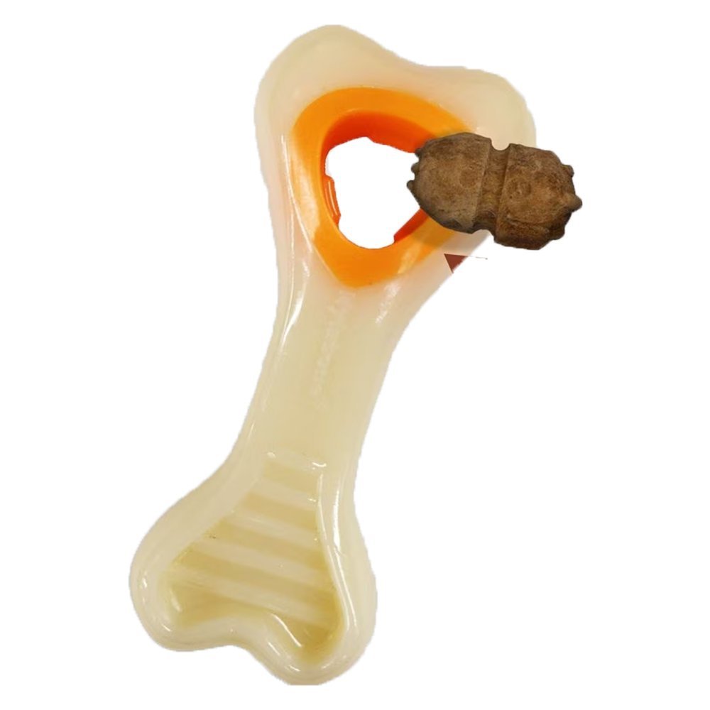Nylabone Power Chew Knuckle Bone & Pop-In Treat Dog Toy Combo Chicken XS/Petite - Up To 15 lbs Image