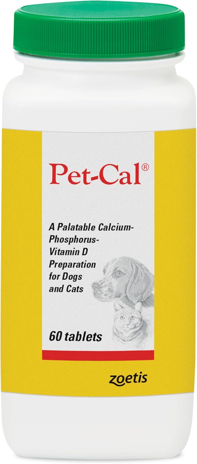 Zoetis Pet-Cal Palatable Calcium-Phosphorus, Vitamin D Preparation for Dogs & Cats 60 Count