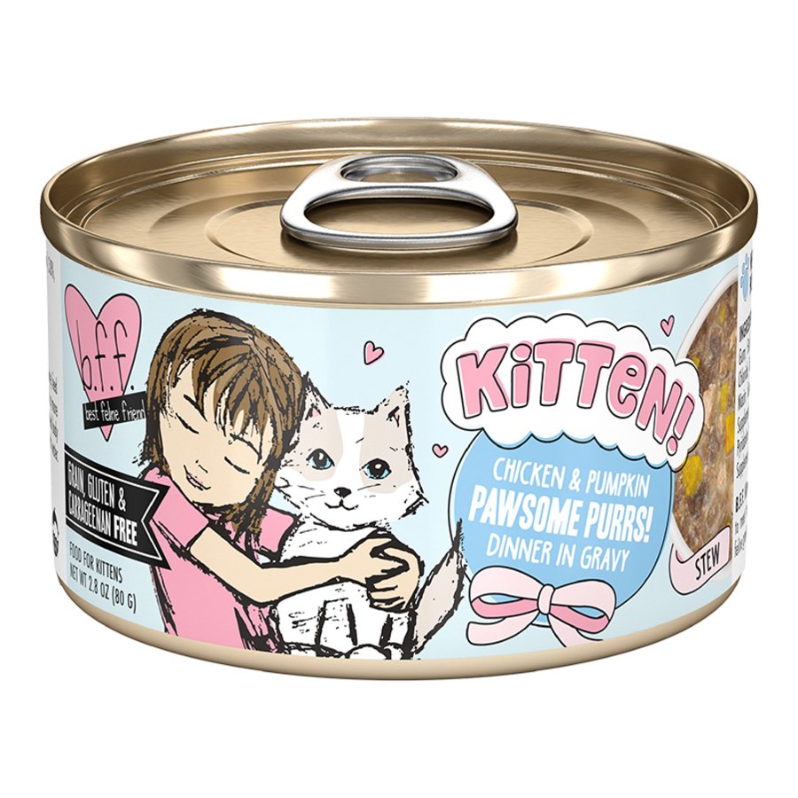 Weruva B.F.F. Kitten Chicken & Pumpkin Pawsome Purrs! Dinner in Gravy Wet Cat Food 2.8-oz, Kwik Pets