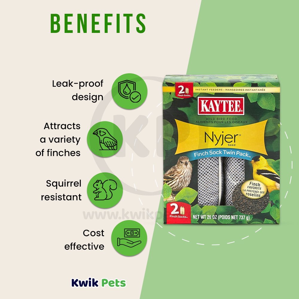 Kaytee Wild Bird Food Nyjer® Seed Finch Sock Twin Pack™ Instant Feeder 26-oz, Kaytee