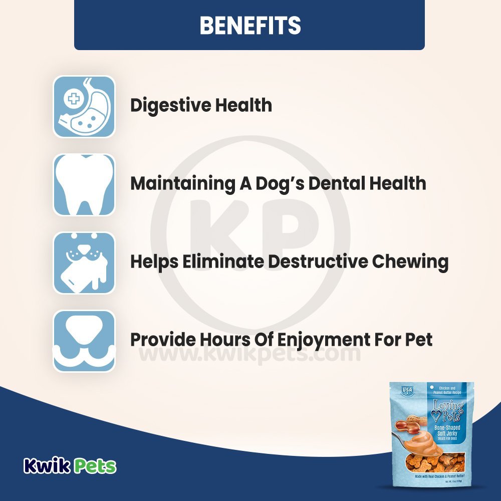 Benefits of Loving Pets Bone-Shaped Soft Jerky Dog Treat Chicken & Peanut Butter 6-oz
