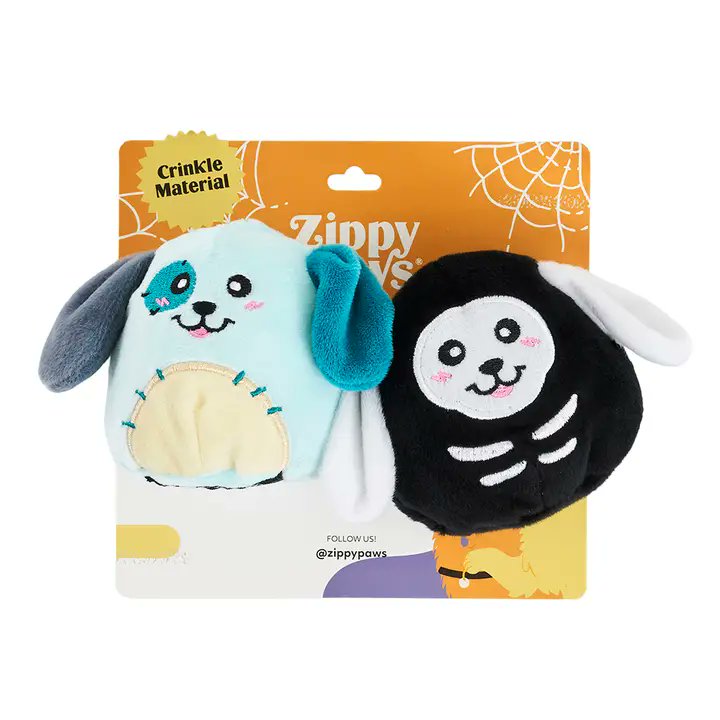 ZippyPaws Halloween Softiez Spooky Puppies Dog Toy 2 Count