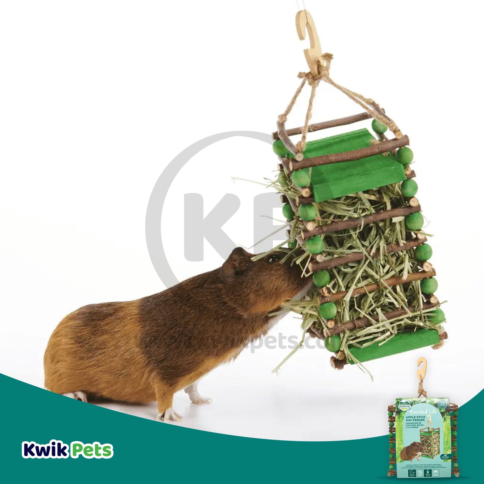 Oxbow Animal Health Enriched Life Apple Stick Hay Feeder Small Animal Toy Brown/Green, Kwik Pets