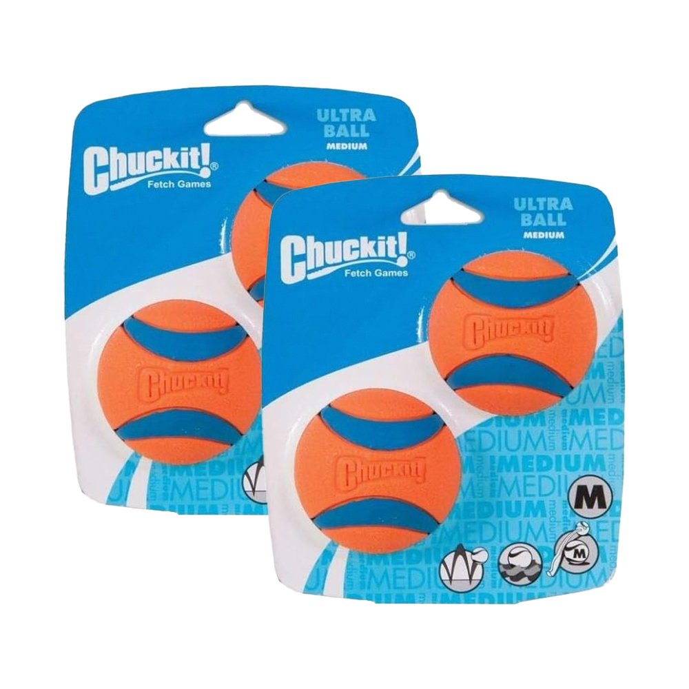 Chuckit! Ultra Ball Dog Toy Blue/Orange Medium 2 Pack of 2 Count, Kwik Pets