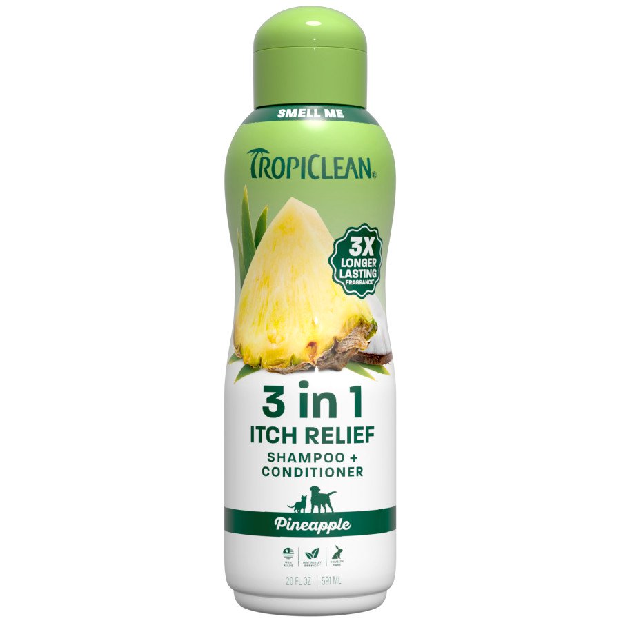 TropiClean Pineapple 3 in 1 Itch Relief Shampoo & Conditioner for Dogs & Cats 20-oz