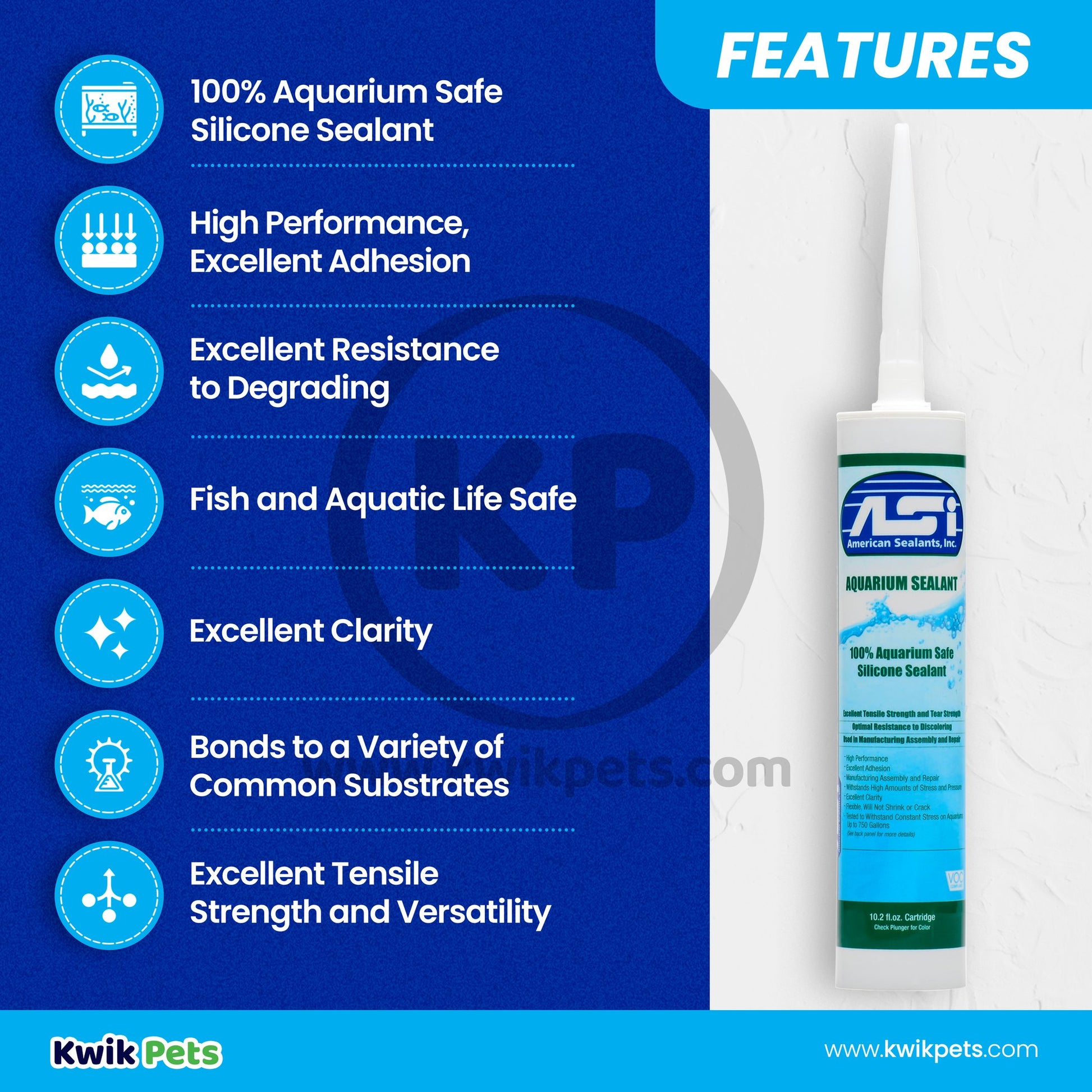 ASI Aquarium Silicone Sealant Clear - 10.2-oz, ASI
