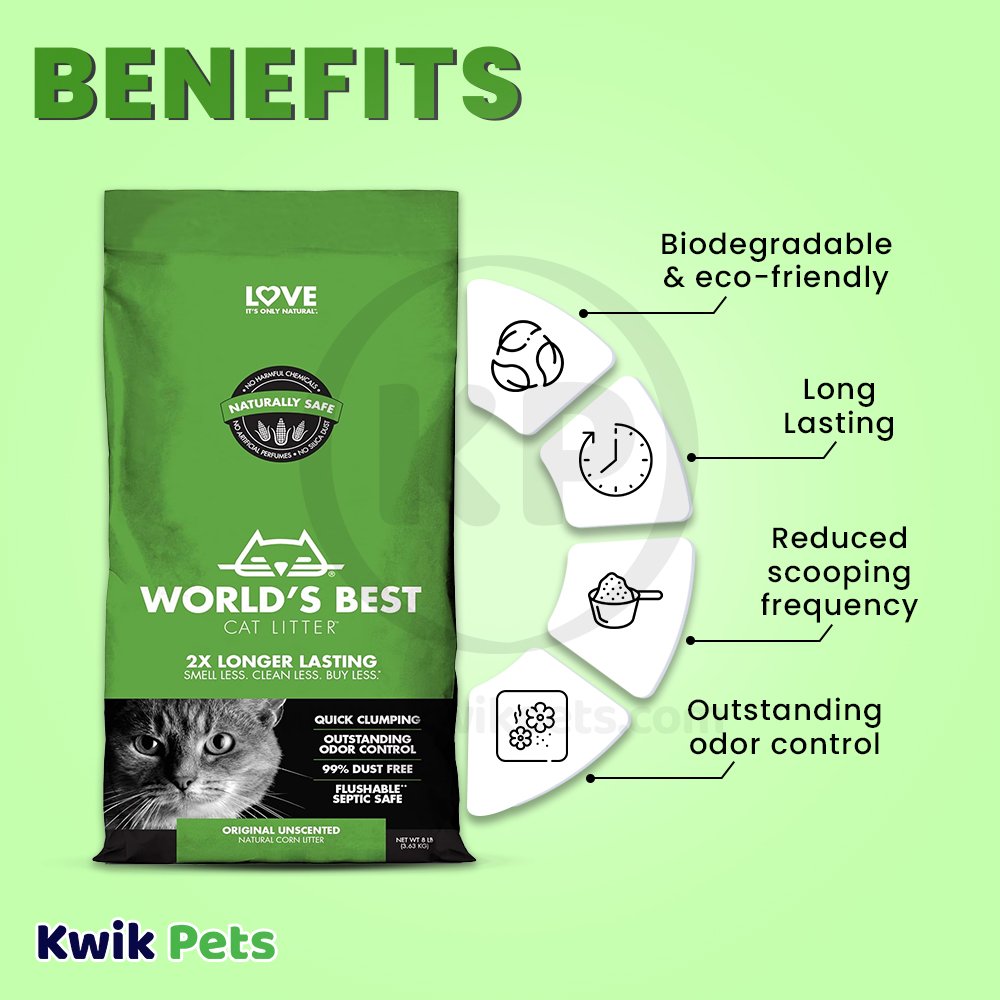 Benefits - World's Best Cat Litter Original Unscented Formula 8-lb