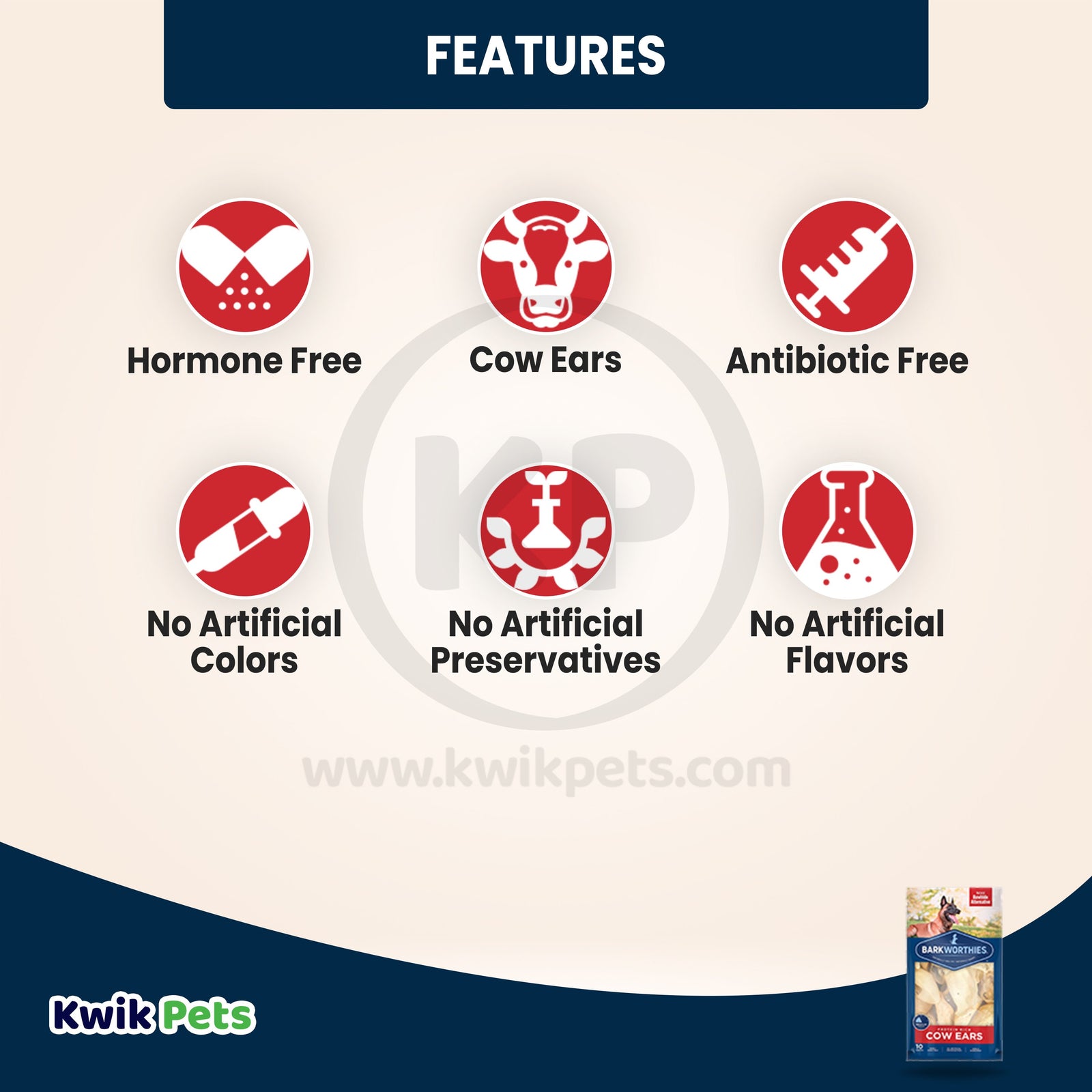 Features of Barkworthies Cow Ears Dog Chews 10 Count