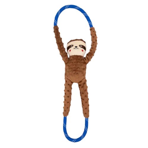 ZippyPaws Sloth RopeTugz Plush & Rope Dog Toy Brown Medium/Large