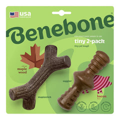Benebone Maplestick & Zaggler Adult Dog Chew Toy Bacon Tiny 2 Count