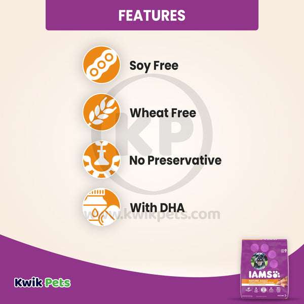Features of IAMS Mature Adult Senior Dry Dog Food Real Chicken 29.1-lb