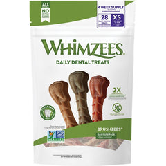 Whimzees Brushzees Natural Dental Dog Treats Extra Small 28 Count 7.4-oz