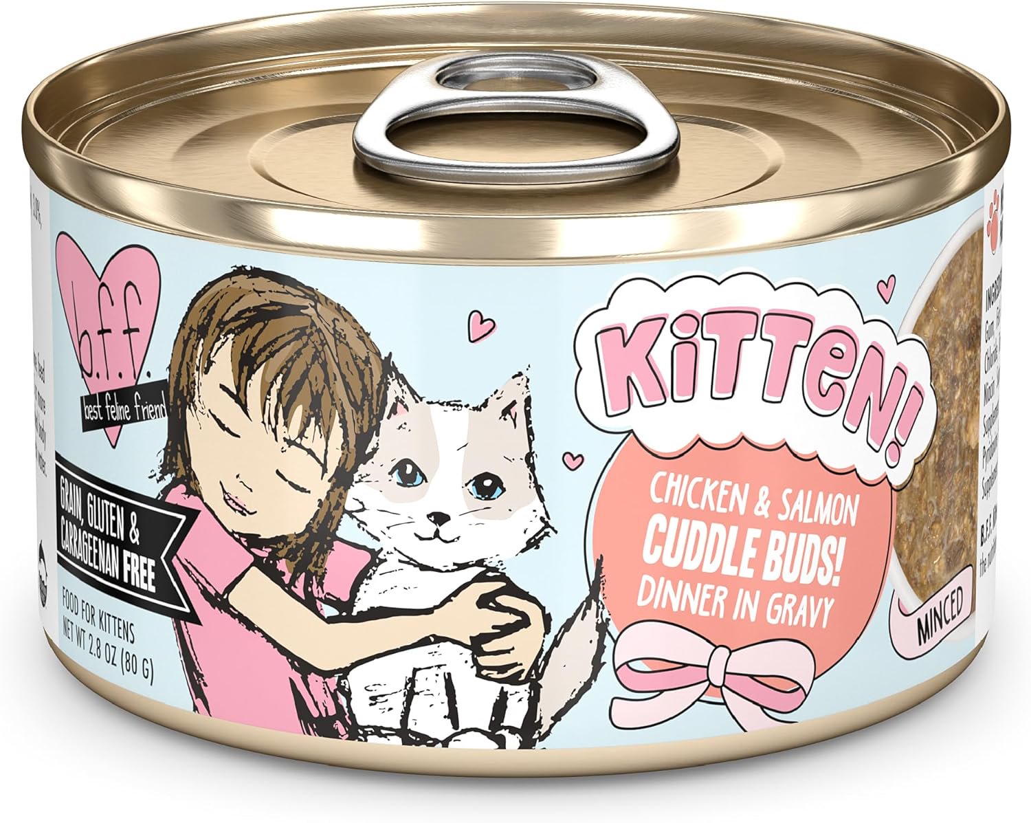 Weruva B.F.F. Kitten Chicken & Salmon Cuddle Buds! Dinner in Gravy Wet Cat Food 2.8-oz, Kwik Pets