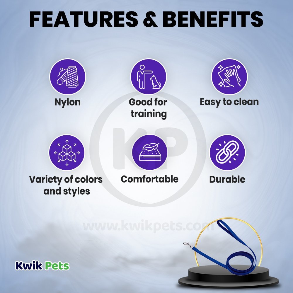 Coastal Single-Ply Nylon Dog Leash Blue 5/8 in X 6 ft, Kwik Pets