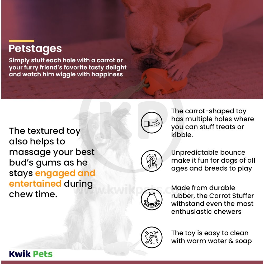 Petstages Carrot Stuffer Treat-Dispensing Interactive Dog Toy, Kwik Pets