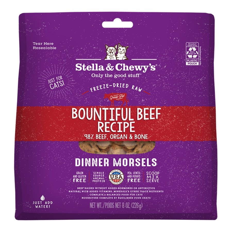 Stella & Chewy's Freeze-Dried Raw Dinner Morsels Cat Food Bountiful Beef Recipe 8-oz, Kwik Pets